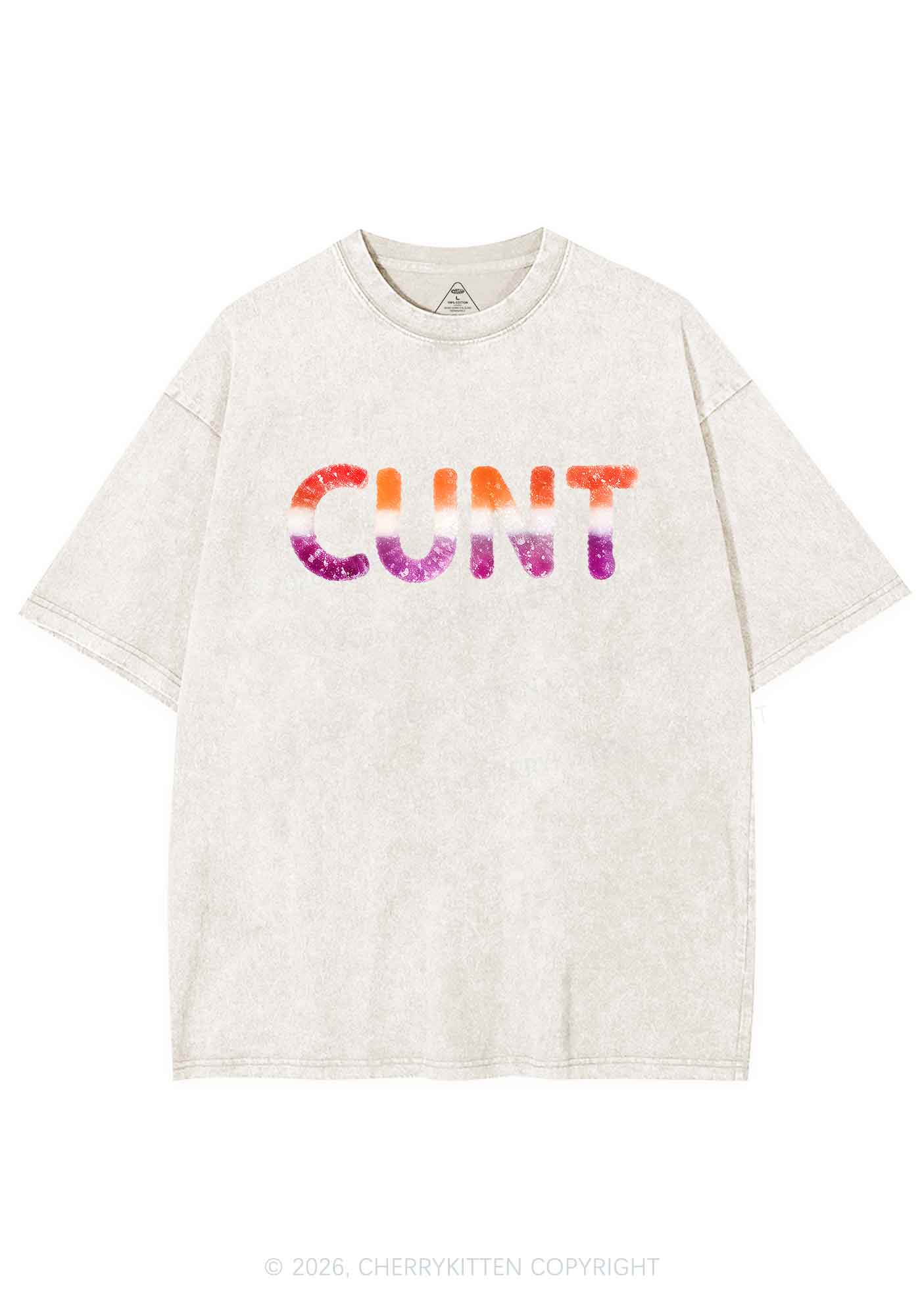 Lesbian Candy Cxxt Pride Y2K Shirts Washed Tee Cherrykitten