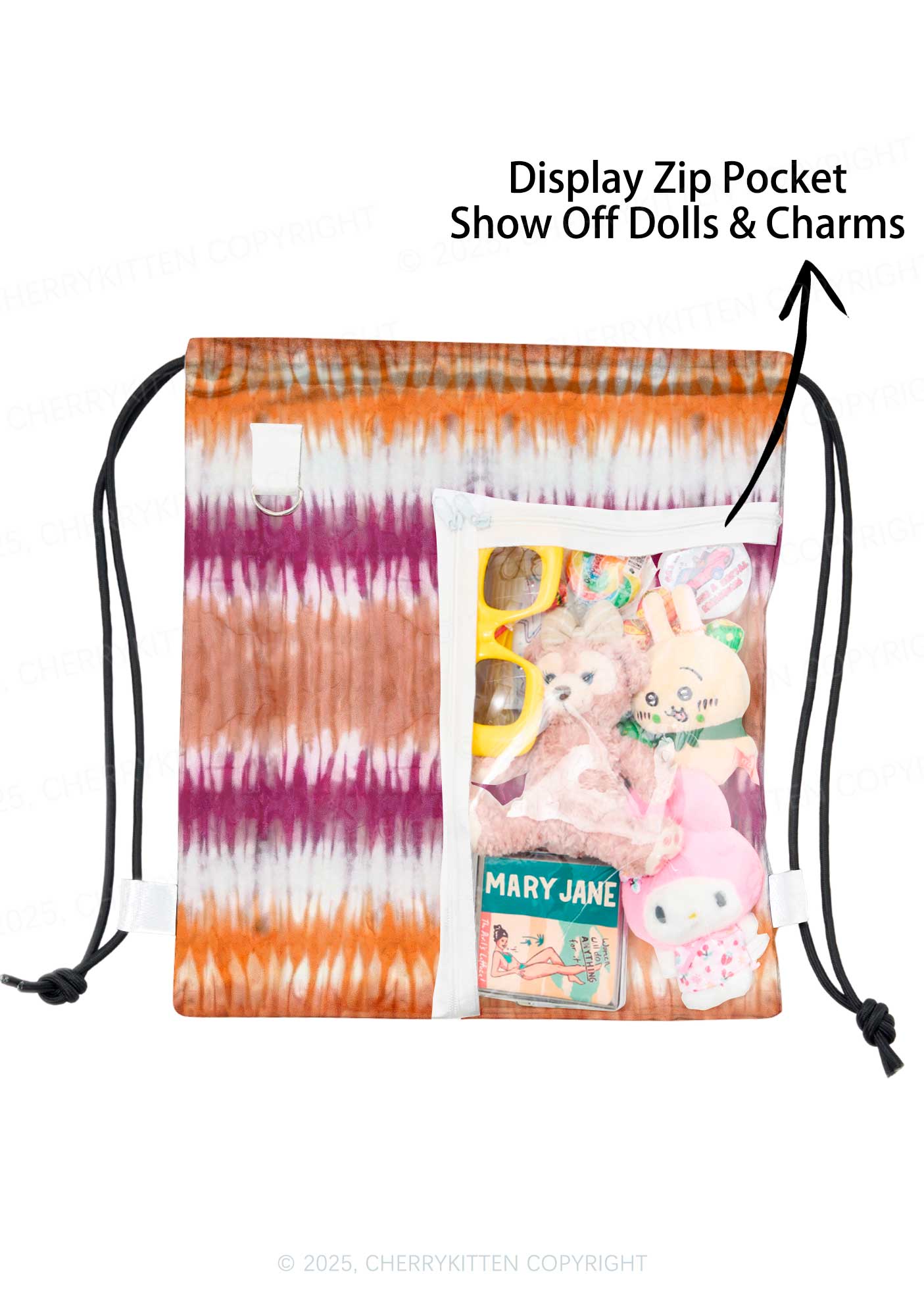 Lesbian Tie Dye Pride Y2K Drawstring Itabag Backpack Cherrykitten
