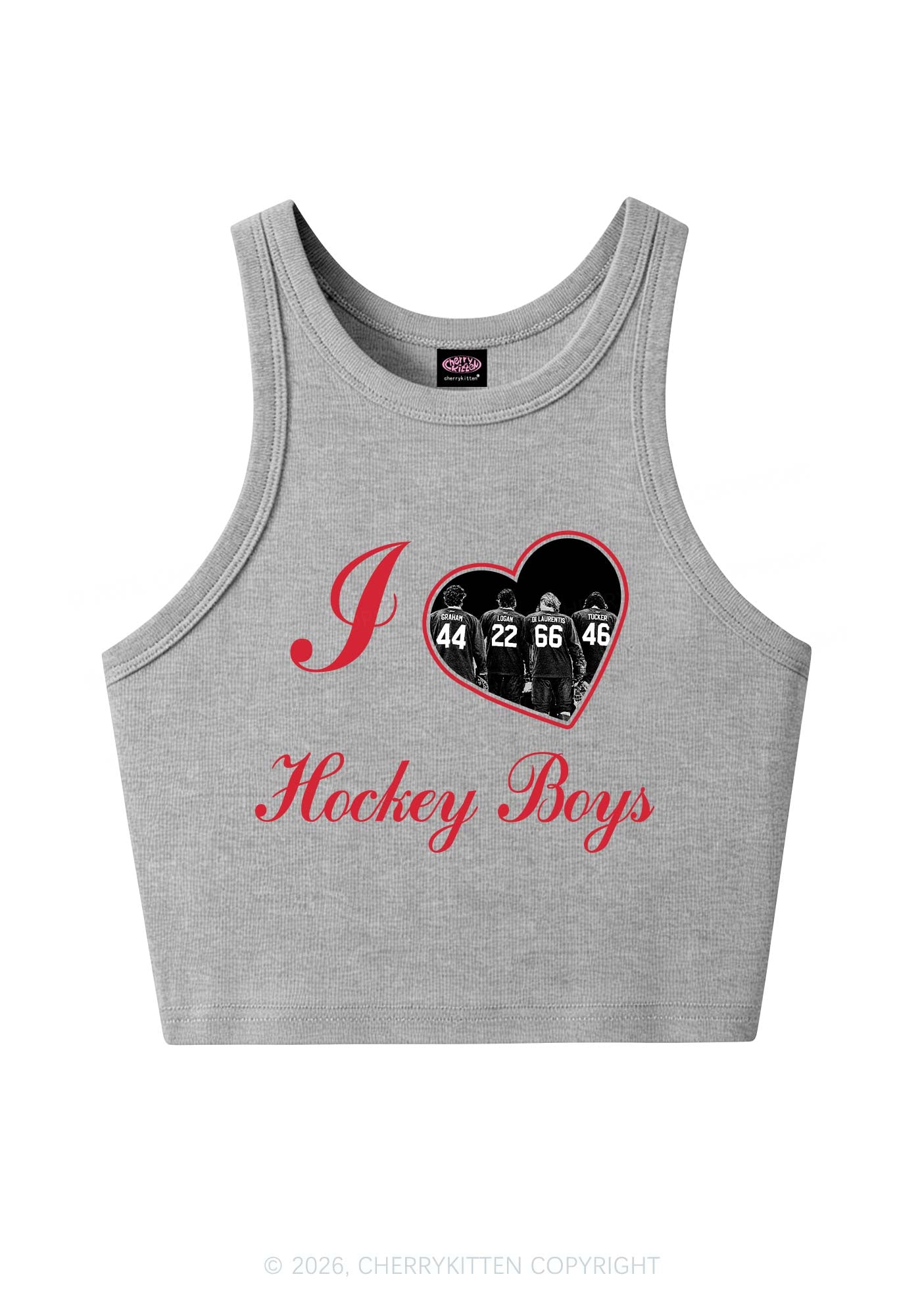 I Love Four Hockey Boys Y2K Crop Tank Top Cherrykitten
