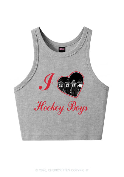 I Love Four Hockey Boys Y2K Crop Tank Top Cherrykitten