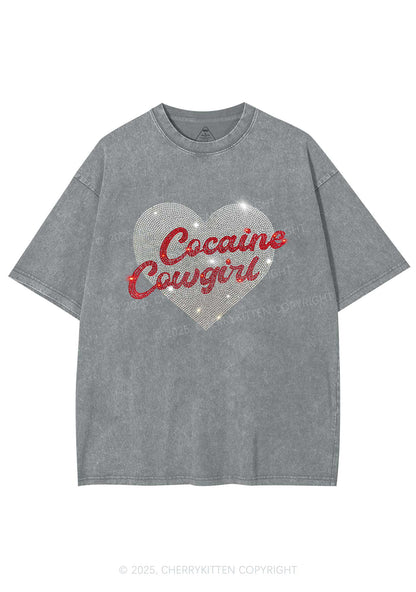 Rhinestone Cola Cowgirl Y2K Shirts Washed Tee Cherrykitten