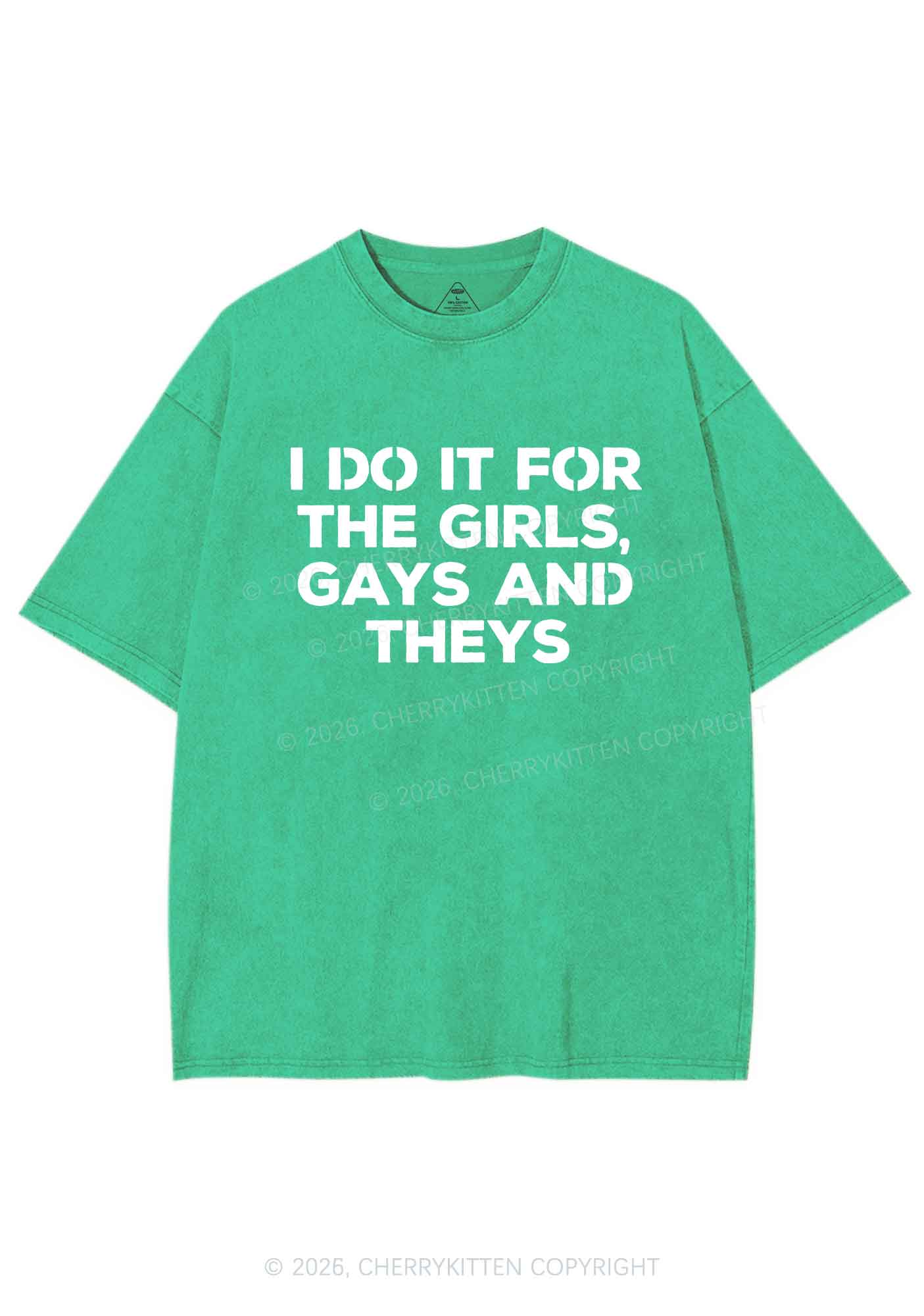 Girls Gays Theys Pride Y2K Shirts Washed Tee Cherrykitten