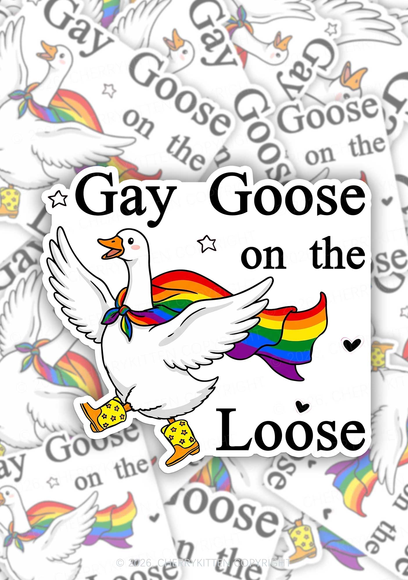 Gay Goose On The Loose Pride 1pc Y2K Sticker Cherrykitten
