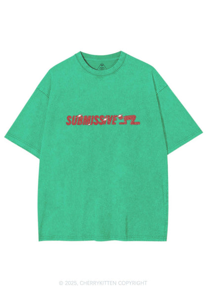 Rhinestone Submissive Man Y2K Shirts Washed Tee Cherrykitten