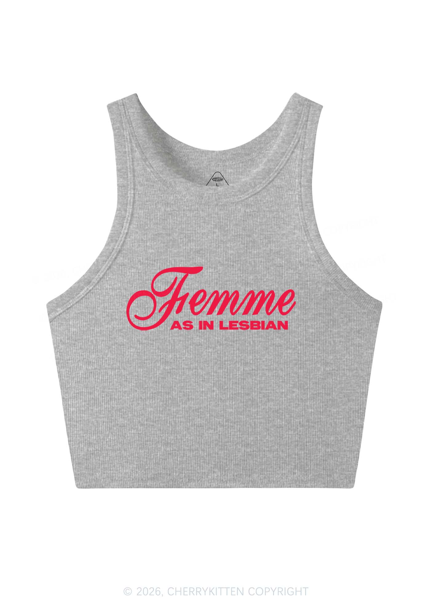 Femme As In Lesbian Pride Y2K Crop Tank Top Cherrykitten