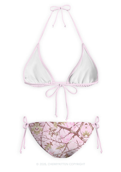 Pink Branch Camo Y2K Print Bikini Set Cherrykitten