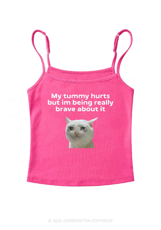 Cat Tummy Hurts Y2K Spaghetti Strap Cami Cherrykitten