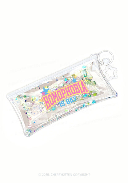 Homophobia Is Gay Pride Y2K Quicksand Transparent Pencil Pouch Cherrykitten