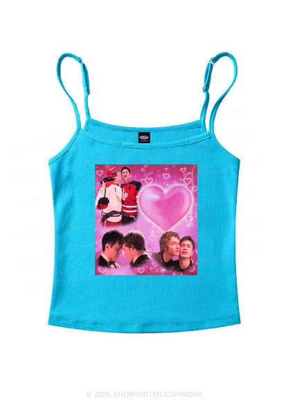 Pink Heart Portrait HR Y2K Spaghetti Strap Cami Cherrykitten