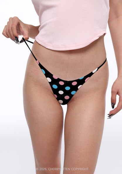 Trans Dots On Black Pride Y2K Print Bikini String Thong Cherrykitten