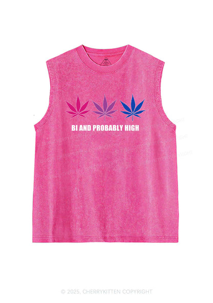 Bi Probably High Pride Y2K Washed Muscle Tank Cherrykitten