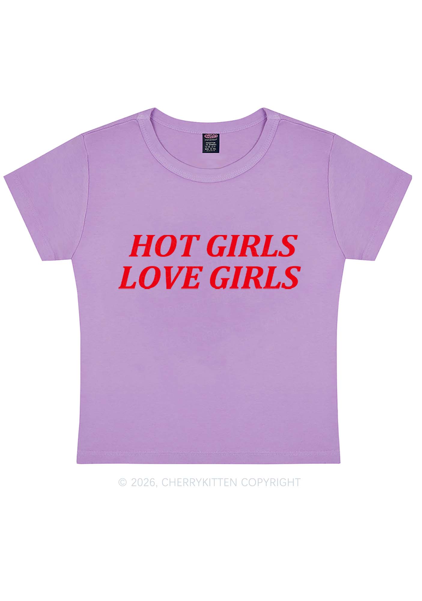 Hot Girls Love Girls Pride Y2K Baby Tee Cherrykitten