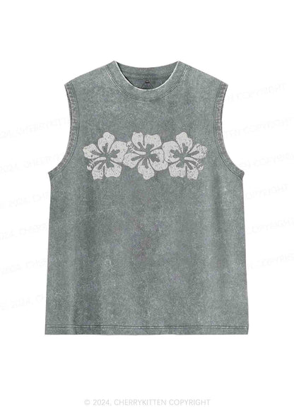 Vintage Hibiscus Flower Y2K Washed Tank Cherrykitten