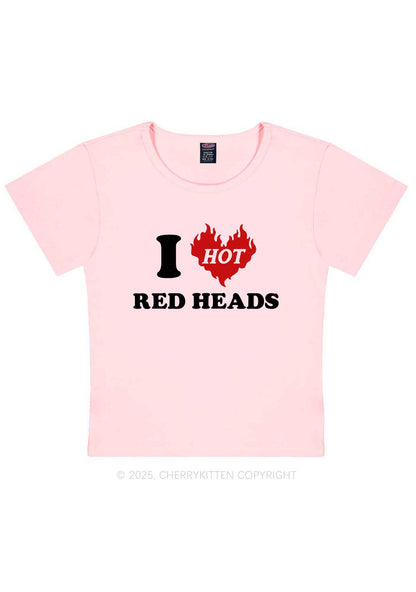 I Love Hot Red Heads Y2K Baby Tee Cherrykitten