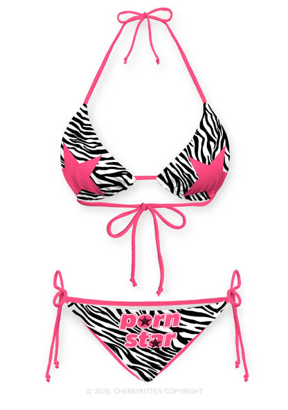Pink Pxrn Star Y2K Print Bikini Set Cherrykitten