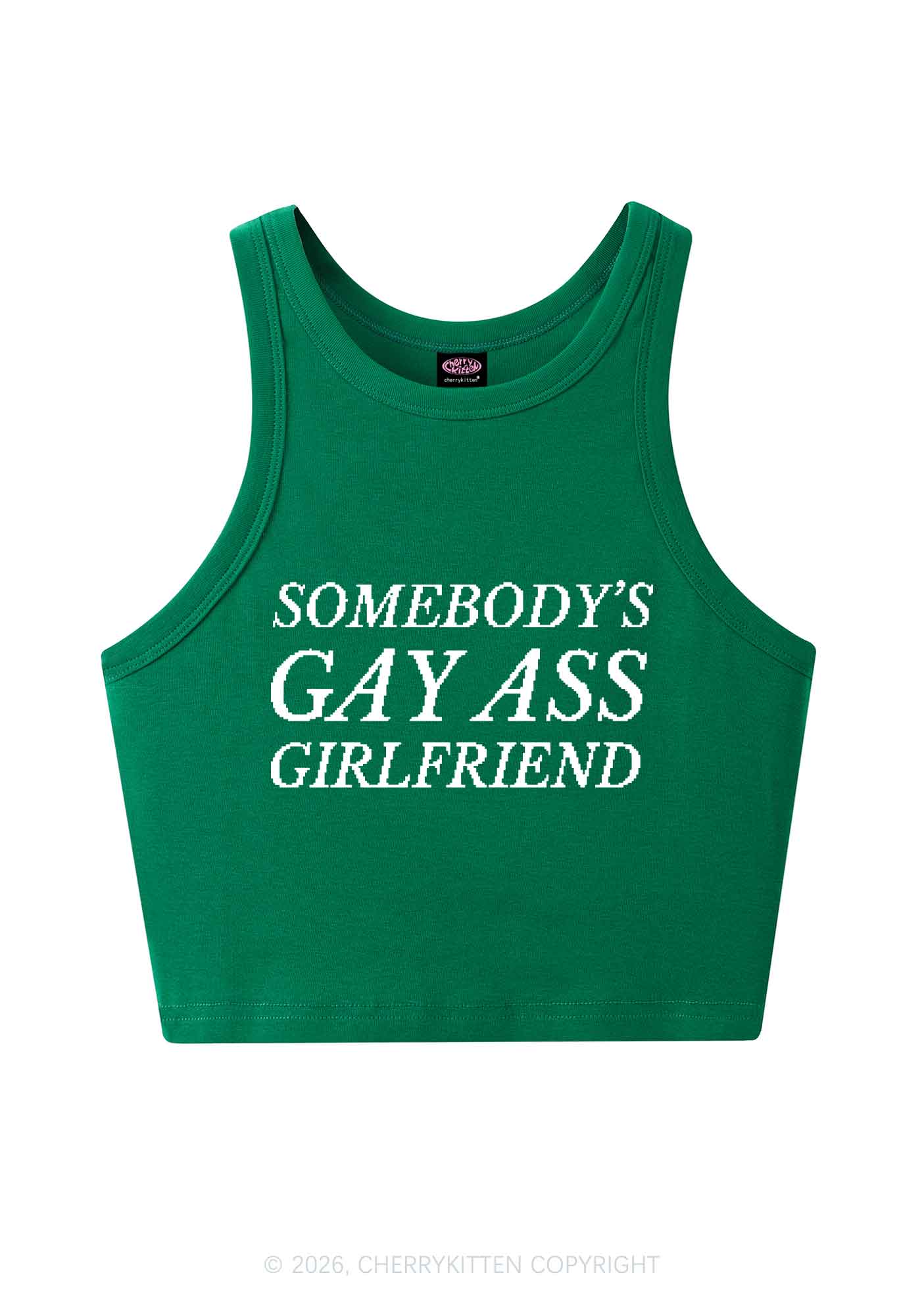 Somebodys Gay Axx Girlfriend Pride Y2K Crop Tank Top Cherrykitten