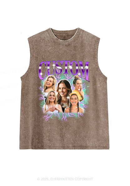 Custom Collage Portrait Y2K Washed Muscle Tank Cherrykitten