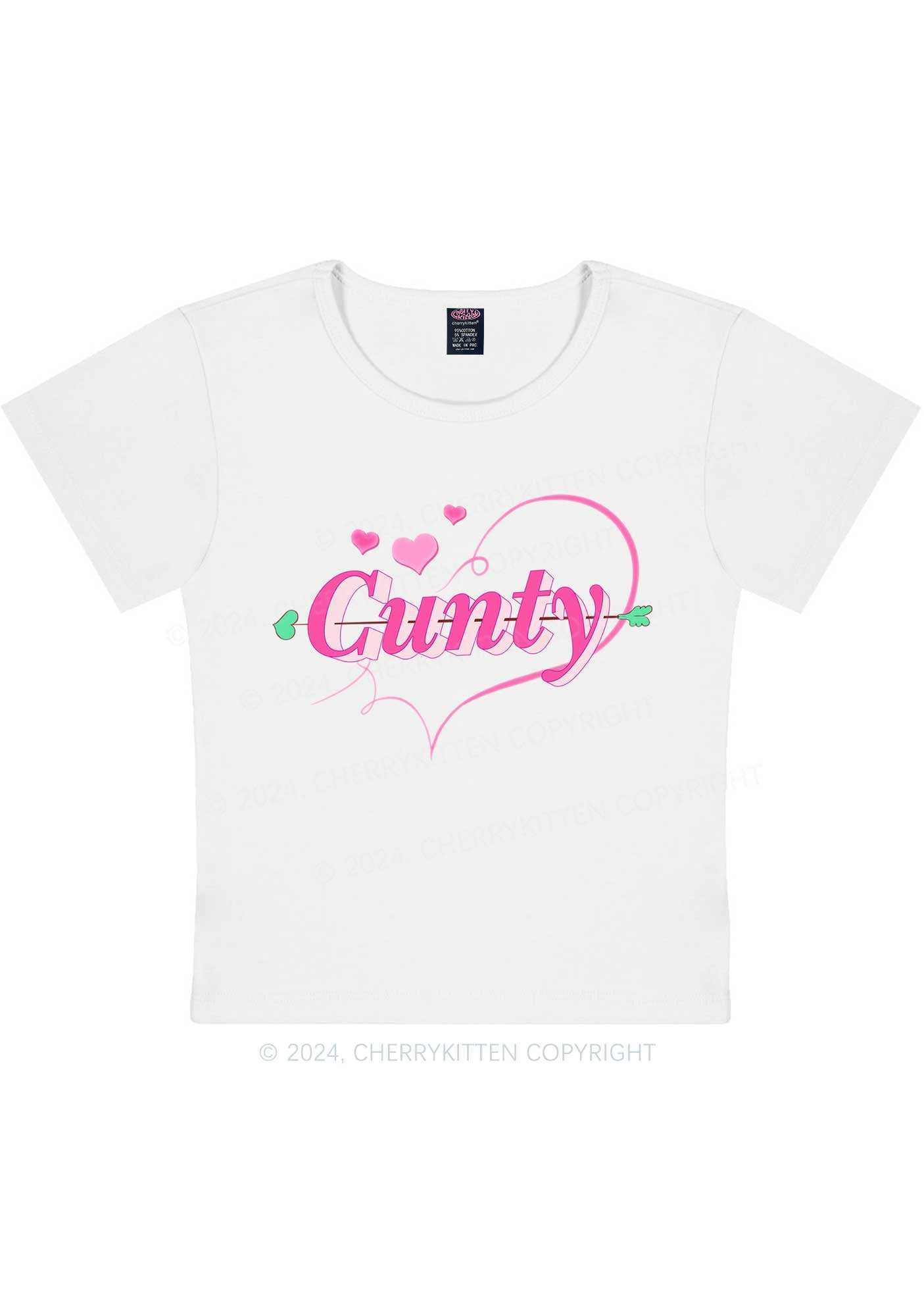 Cunty Pink Heart Y2K Valentine's Day Baby Tee Cherrykitten