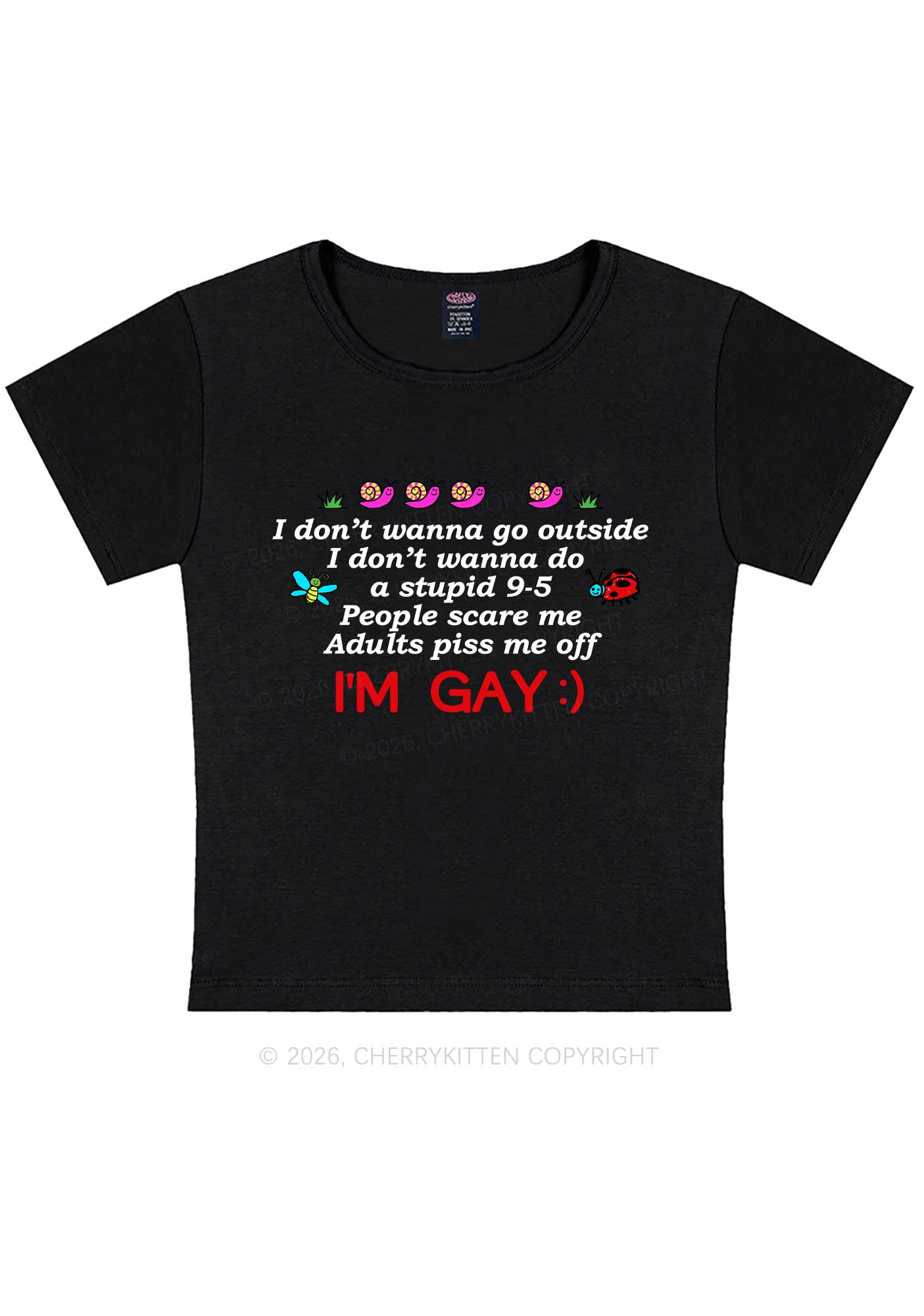 People Scare Me Im Gay Pride Y2K Baby Tee Cherrykitten