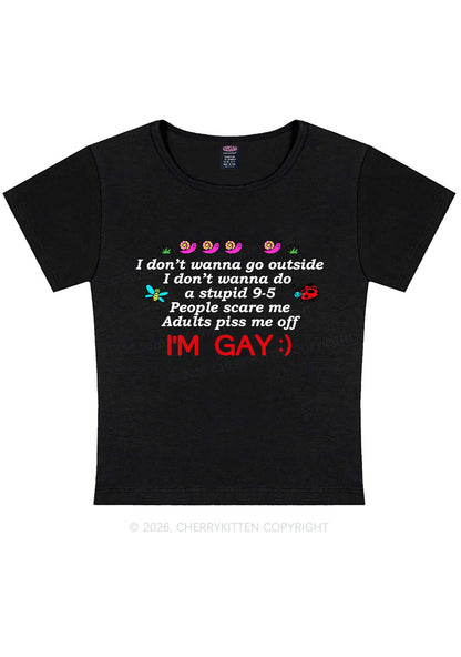 People Scare Me Im Gay Pride Y2K Baby Tee Cherrykitten