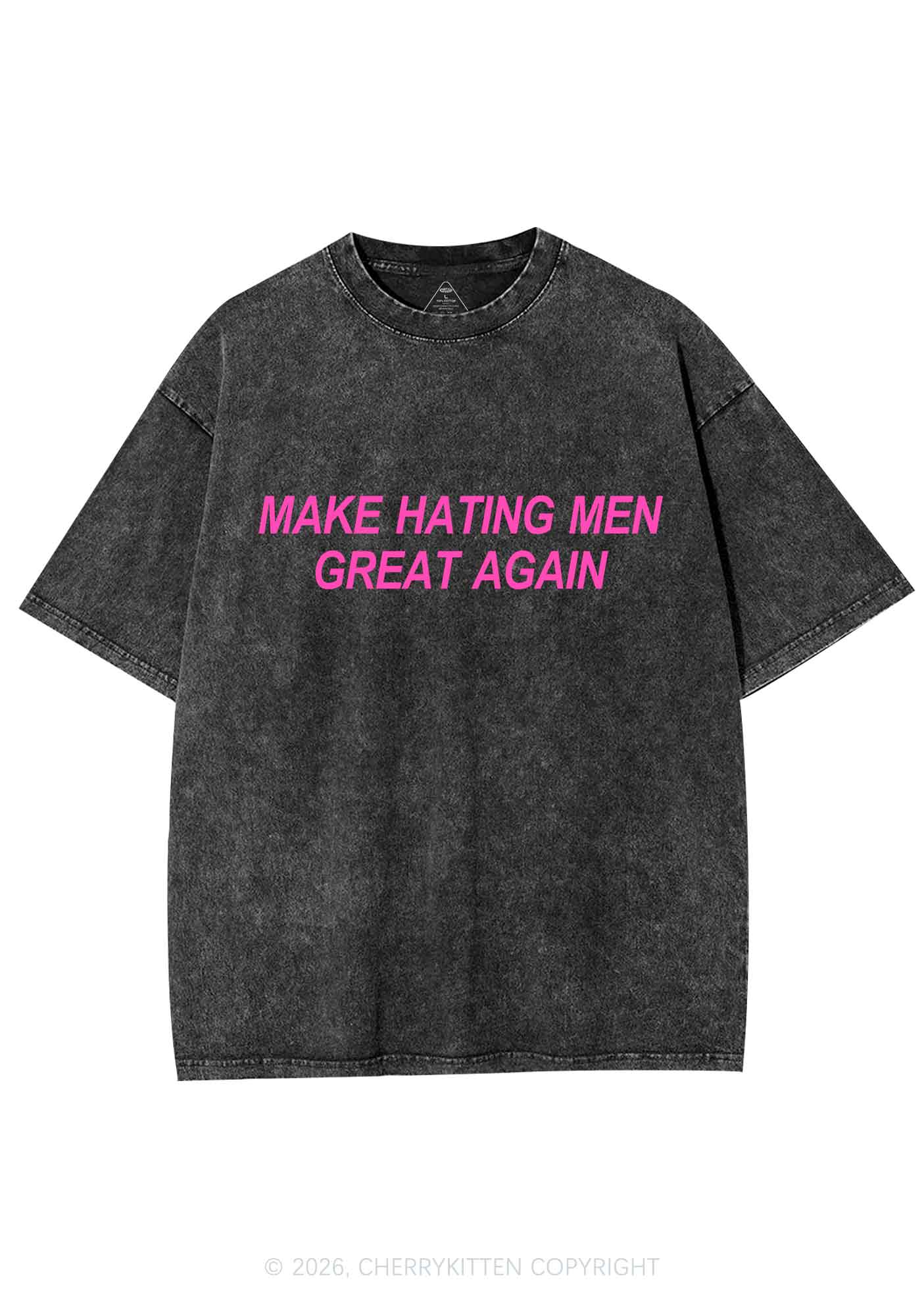 Make Hating Men Great Again Y2K Shirts Washed Tee Cherrykitten