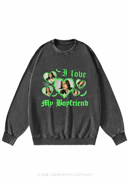 Custom Halloween Girlfriend Photos Y2K Washed Sweatshirts Cherrykitten