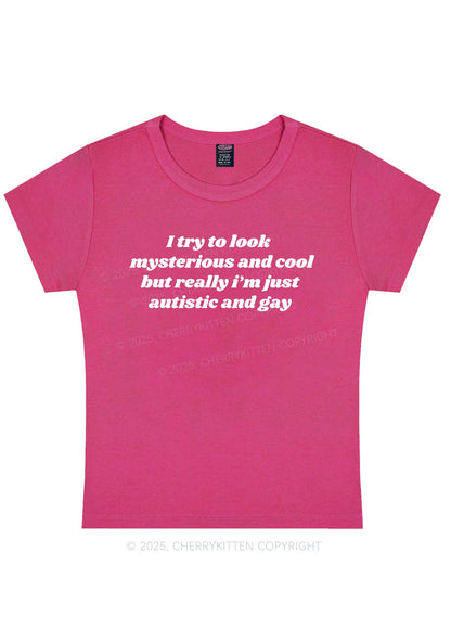 Im Just Autistic And Gay Pride Y2K Baby Tee Cherrykitten