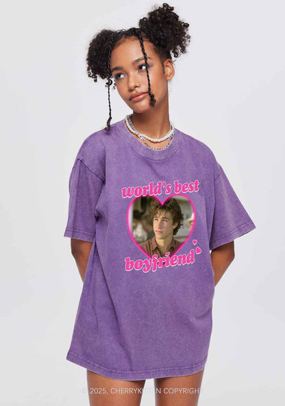 Custom Worlds Best BF GF Y2K Valentine's Day Washed Tee Cherrykitten