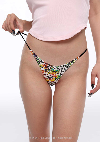 Rainbow Leopard Pride Y2K Print Bikini String Thong Cherrykitten