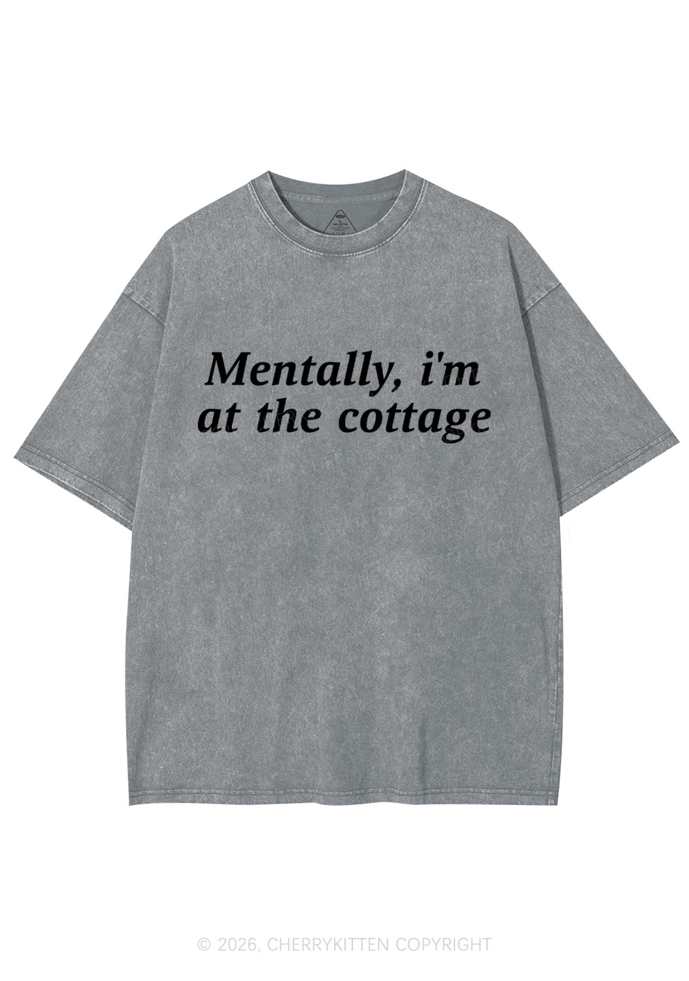 Mentally Im At The Cottage HR Y2K Shirts Washed Tee Cherrykitten