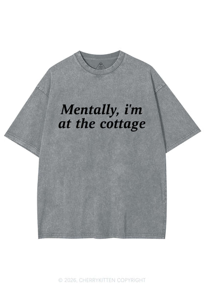 Mentally Im At The Cottage HR Y2K Shirts Washed Tee Cherrykitten