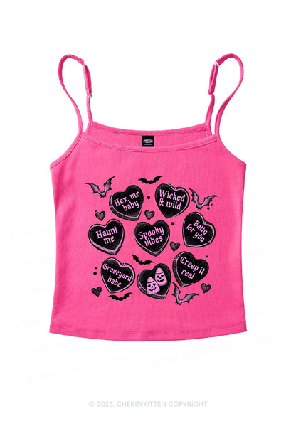Spooky Candy Heart Valentine's Day Y2K Spaghetti Strap Cami Cherrykitten