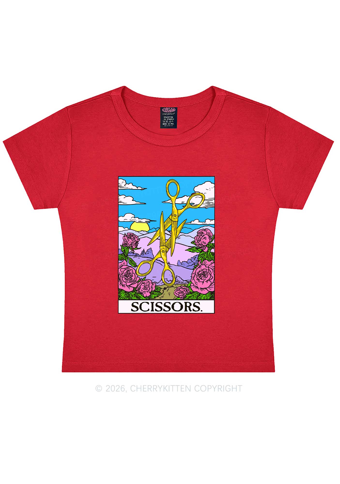 Yellow Scissors Pride Y2K Baby Tee Cherrykitten