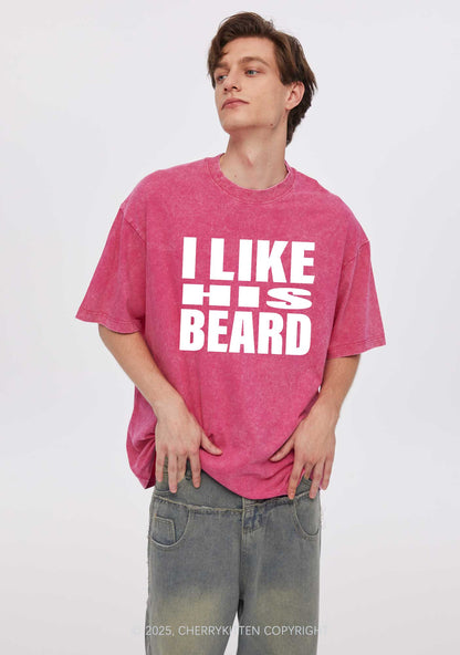 I Like His Beard Y2K Valentine's Day Washed Tee Cherrykitten