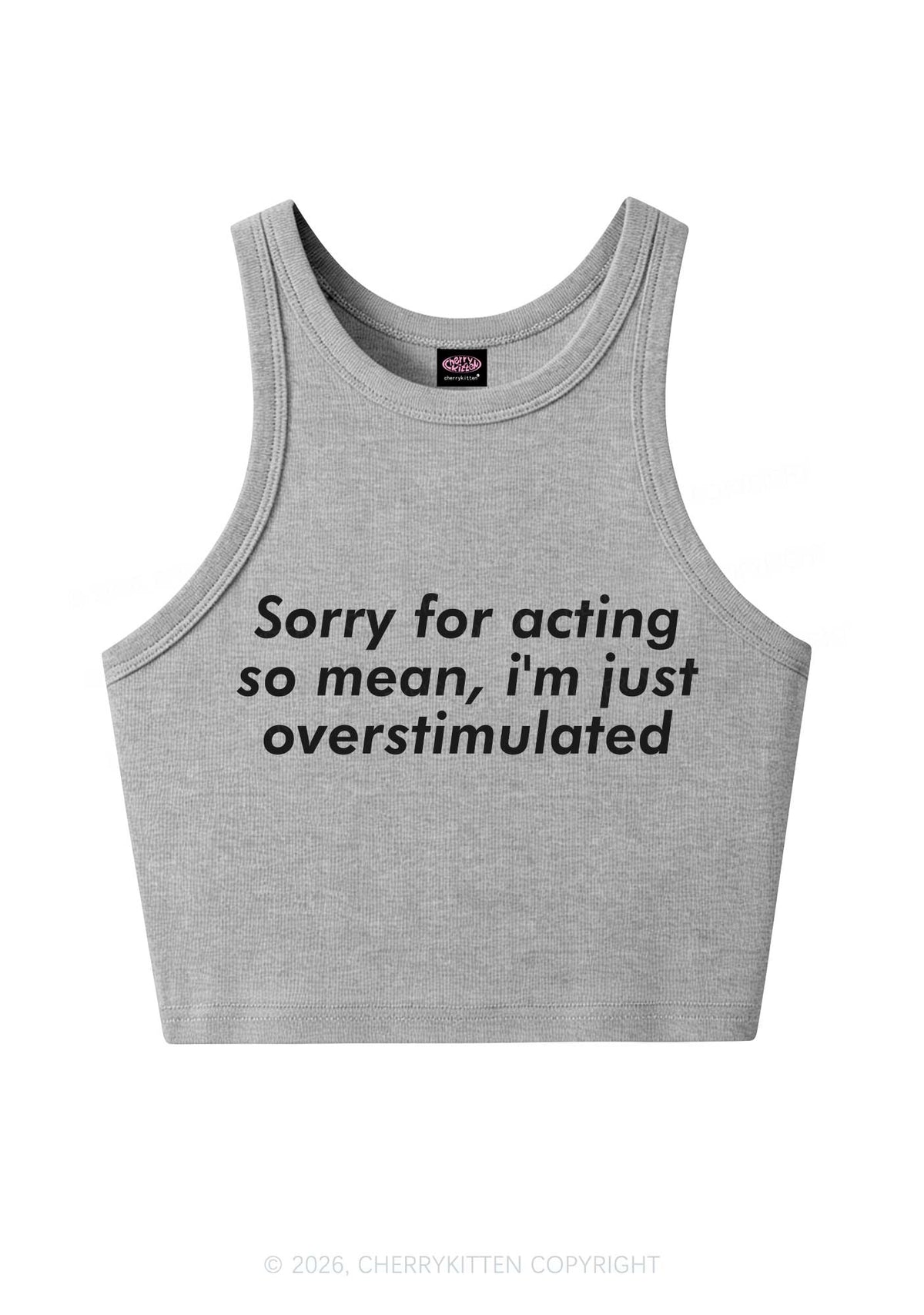 Im Just Overstimulated Y2K Crop Tank Top Cherrykitten