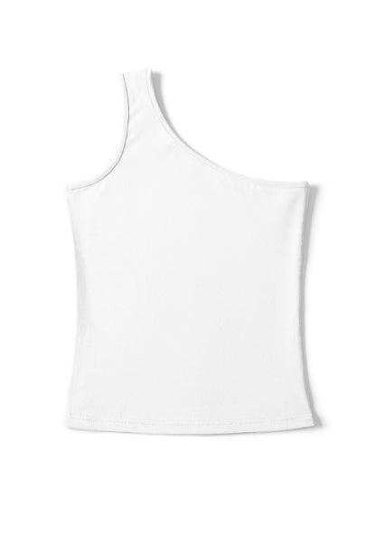 Plain Y2K One Shoulder Tank Top Cherrykitten