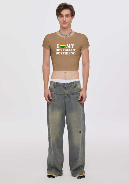 Love My Hot Faggot BF Y2K Valentine's Day Couple Shirt Cherrykitten