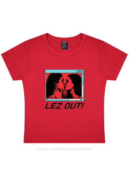 Lez Out Pride Y2K Baby Tee Cherrykitten