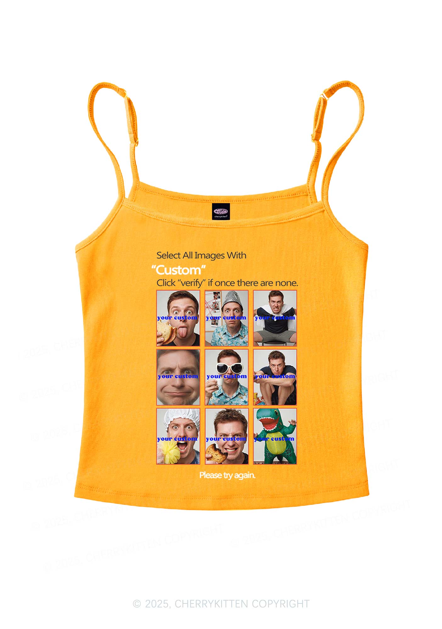 Custom Photo Verification Code Y2K Spaghetti Strap Cami Cherrykitten