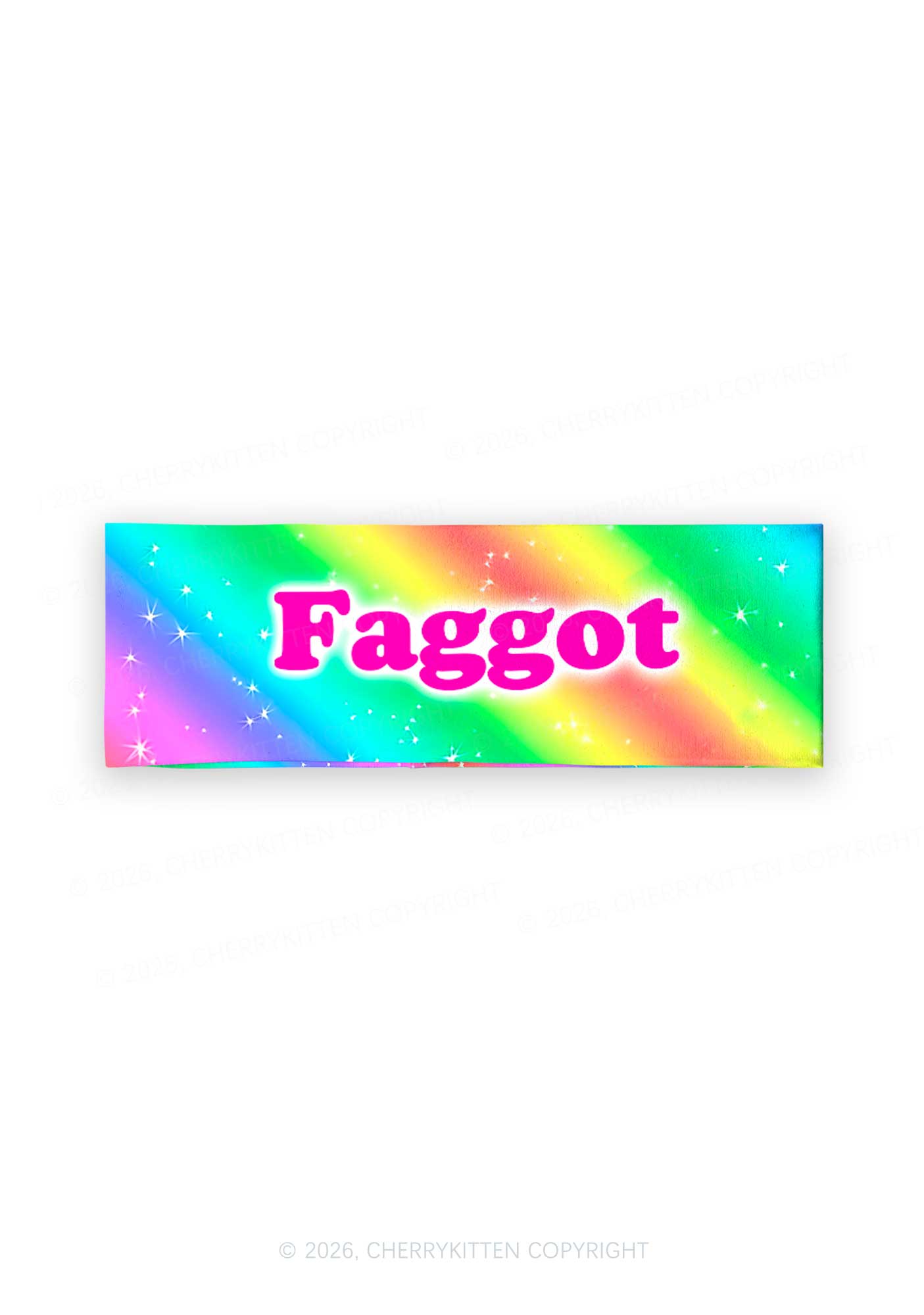 Rainbow Slide Faggot Pride Y2K Print Headband Cherrykitten