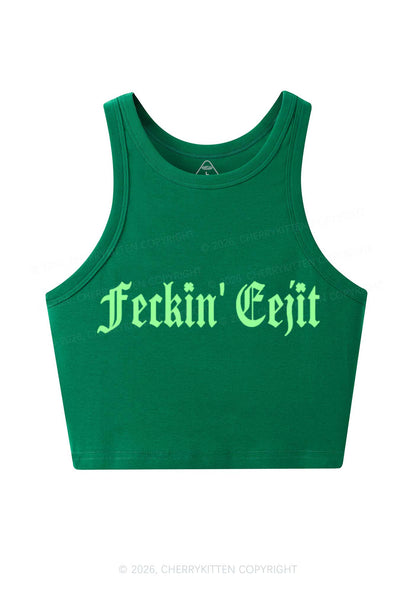 Feckin Eejit St Patricks Y2K Crop Tank Top Cherrykitten