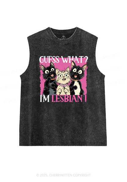 Im Lesbian Cat Pride Y2K Washed Muscle Tank Cherrykitten