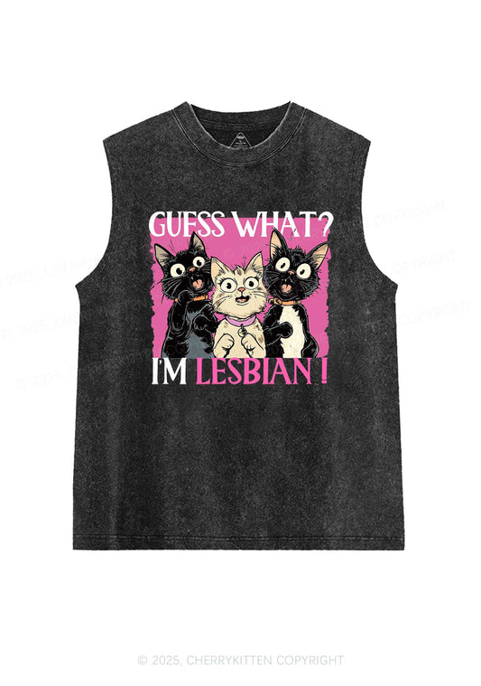 Im Lesbian Cat Pride Y2K Washed Muscle Tank Cherrykitten
