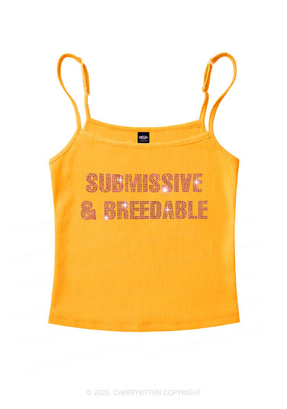 Rhinestone Submissive And Breedable Y2K Spaghetti Strap Cami Cherrykitten
