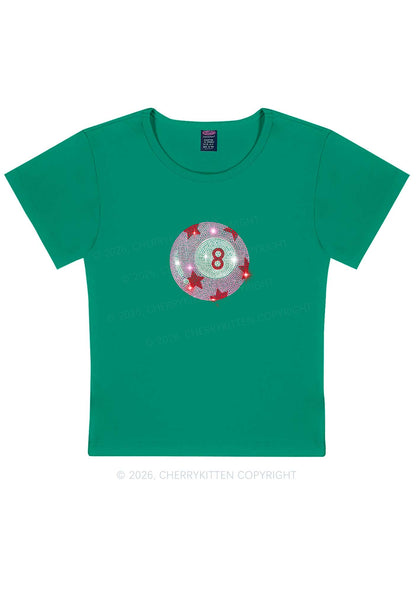 Rhinestone Pink Eight Ball Star Y2K Baby Tee Cherrykitten
