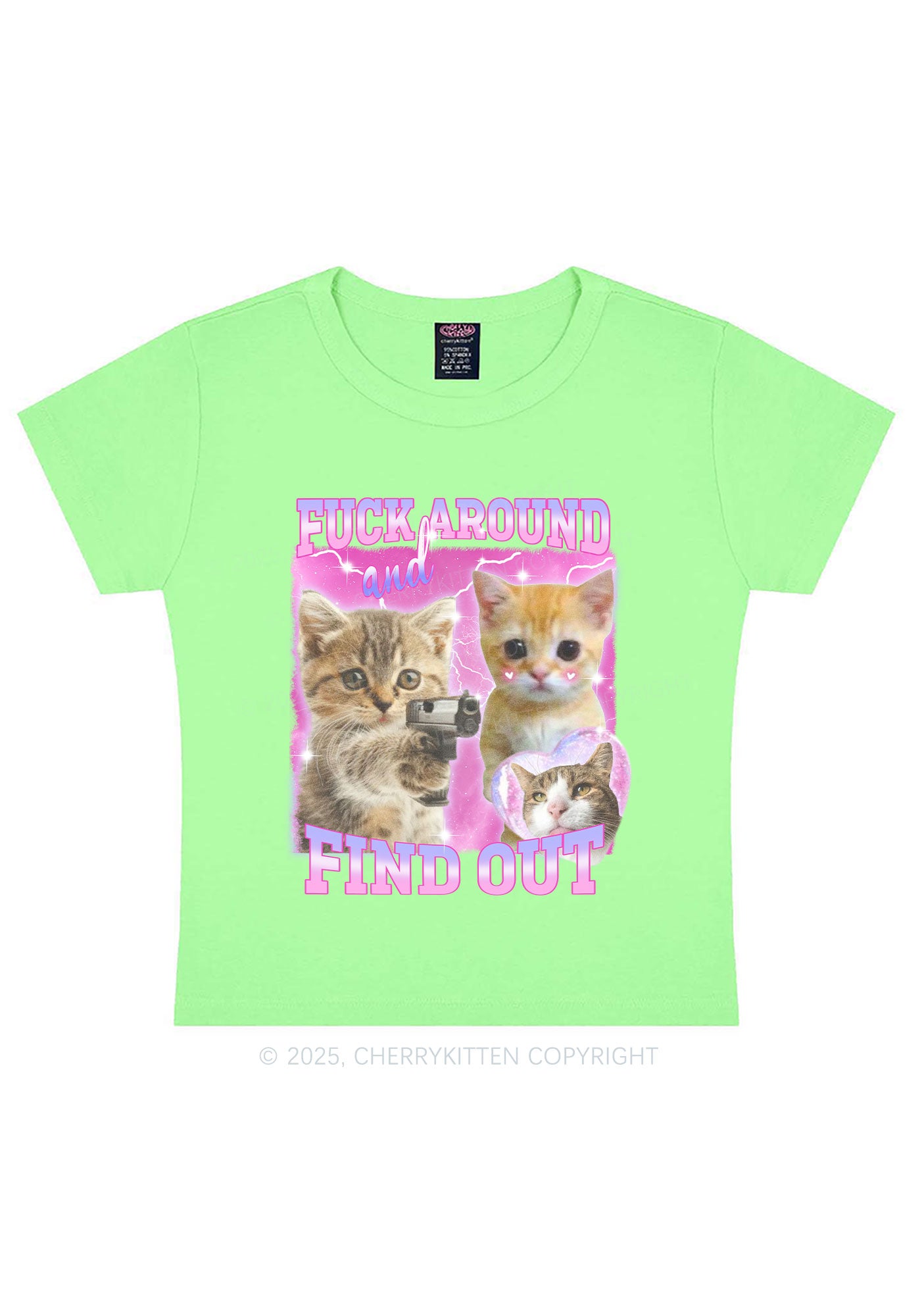Fxxk Around Cats Y2K Baby Tee Cherrykitten