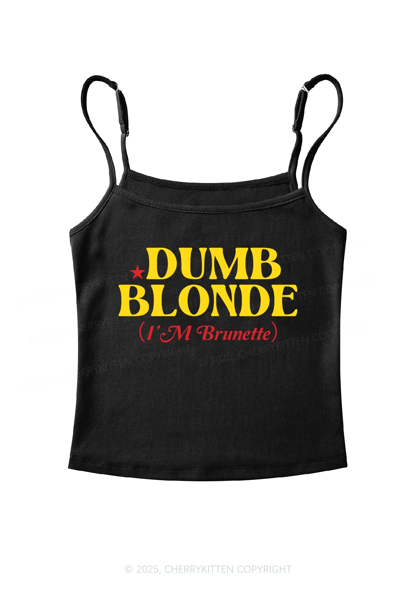 Dumb Blonde Brunette Y2K Spaghetti Strap Cami Cherrykitten