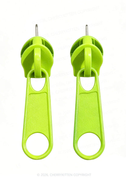 Metal Zipper Y2K Earrings Cherrykitten