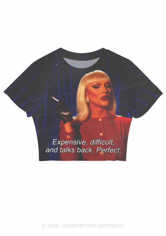 Expensive Difficult And Talks Back Y2K Mesh Crop Top Cherrykitten