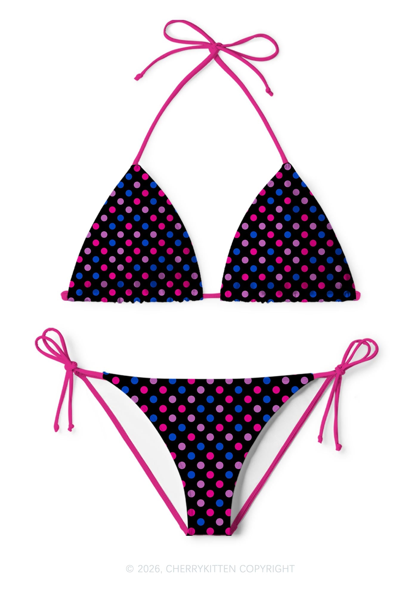 Bisexual Dots Pride Y2K Print Bikini Set Cherrykitten